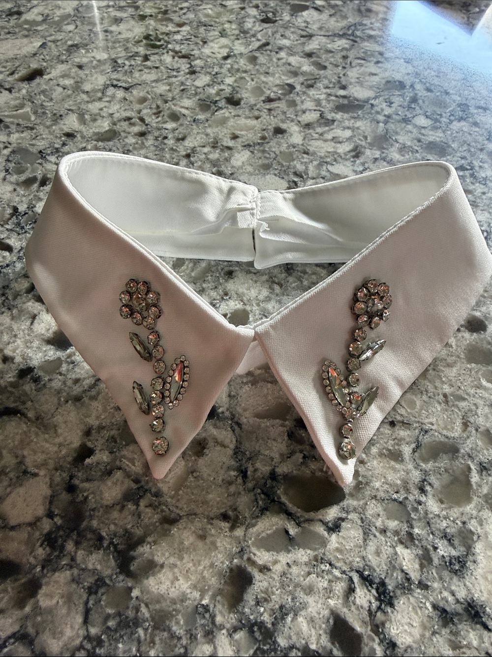 Detachable Embellished White Collar - Crystal Accent Women’s Accessory